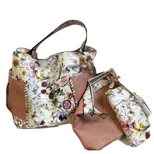 MKF Mia K Collection Pink Floral 3 in 1 Purse Handbag Wallet